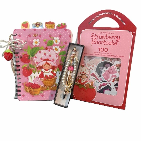 Estella's Closet Accessories - Strawberry Shortcake Journal, Key Charm ,Bookmark, Decals Set